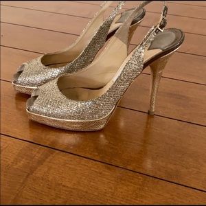 Euc Jimmy Choo glitter gold Slingback heels